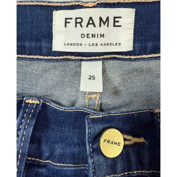 FRAME Le High Flare Jeans Women 25 Benedict Canyon High Rise Dark Wash USA - Picture 8 of 11